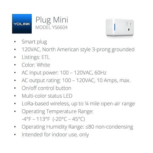 YoLink Plug Mini, 2-Pack, Ultra-Compact Smart Outlet with Over-Temperature Protection & Precision Scheduling, 1/4 Mile LoRa Range, Alexa, Google Assistant Integration, Hub Included