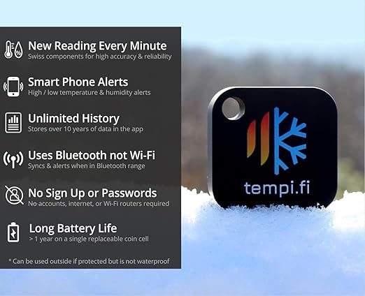 Mini Wireless Temperature and Humidity Sensor - Developed in The USA - 24/7 Data Logger with Alarm – Bluetooth Smart Thermometer and Hygrometer - Bluetooth Only - Not Wi-Fi (10)