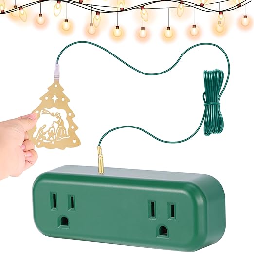 Touch Light Switch Christmas Tree Shaped Decoration Pendant Universal 3-Pin Socket Plug 118.1in Cord Total Power 120V 10A 1200W，Smart Touch Switch for Indoor Home Appliances Christmas Light String