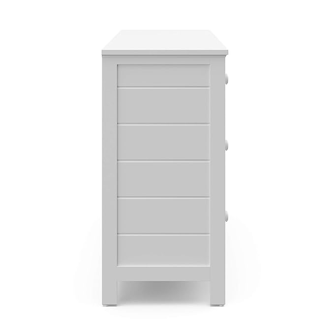 Storkcraft Moss 6 Drawer Dresser (White) – GREENGUARD Gold Certified Nursery Dresser, Safety-Focused Interlocking Drawer System, Chest of Drawers for Bedroom, Wood Craftsmanship