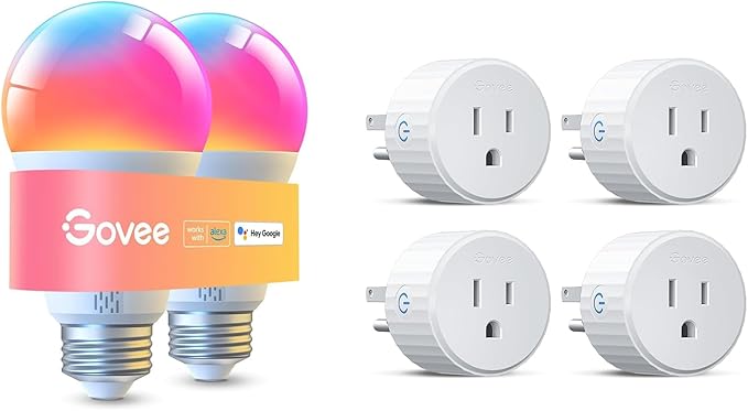 Govee A19 Smart Light Bulbs 1000 Lumen 2 Pack Bundle with Smart Plug H5083 4 Pack