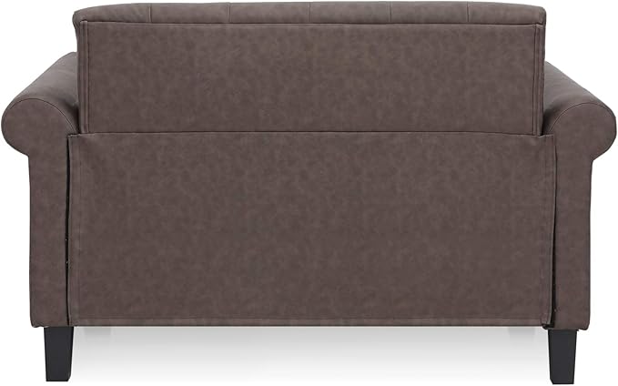 Furinno Bastia Vintage Modern Chesterfield Button Tufted Loveseat/Sofa Couch for Living Room, Brown Faux Leather