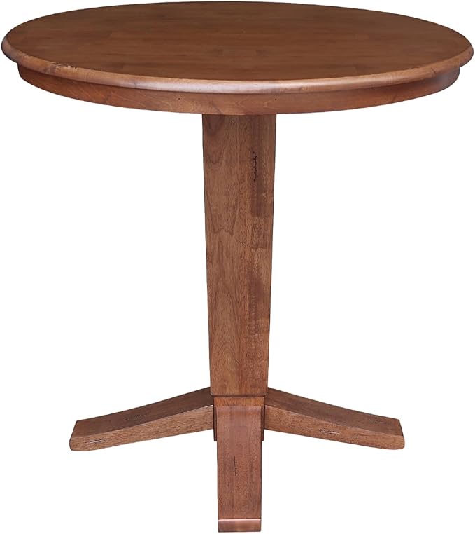 IC INTERNATIONAL CONCEPTS 36" Solid Wood Round Top Pedestal Dining Table with 12" Leaf - 36.1" H