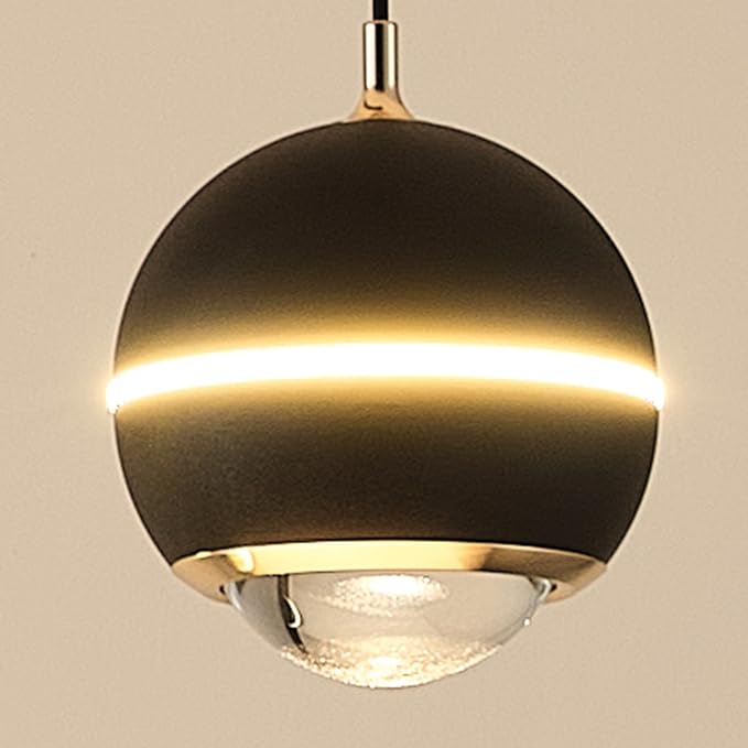 Modern LED Pendant Lights, Dimmable 36in Crystal Globe LED Chandelier Lighting, Black & Gold Dining Room Hanging Light Fixtures Kitchen Island Linear Pendant Light for Dining Table (3500lm)