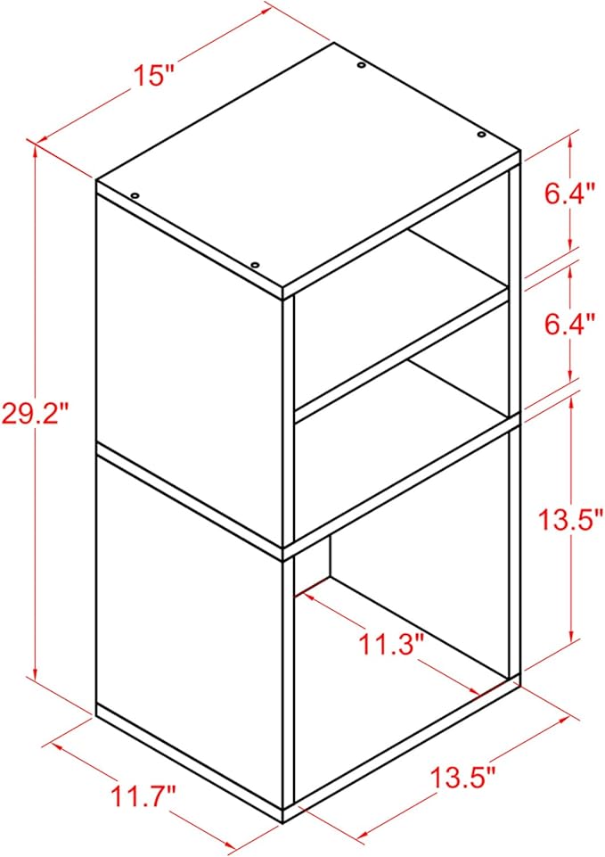FUSUNBAO Magic DIY Cube Storage Organizer, 2-Layer Cube, Modern Style, Stackable Cubes, Small Room Organizer, Wooden Storage Boxes, Bookshelves, 15" x 11.8" x 29.2"