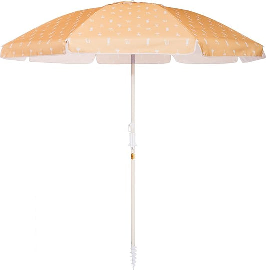 Business & Pleasure Co. Margaritaville Manana Umbrella - 6.5' Beach Umbrella Sand Anchor, 7' Tall Telescopic Aluminum Pole, UPF 50+