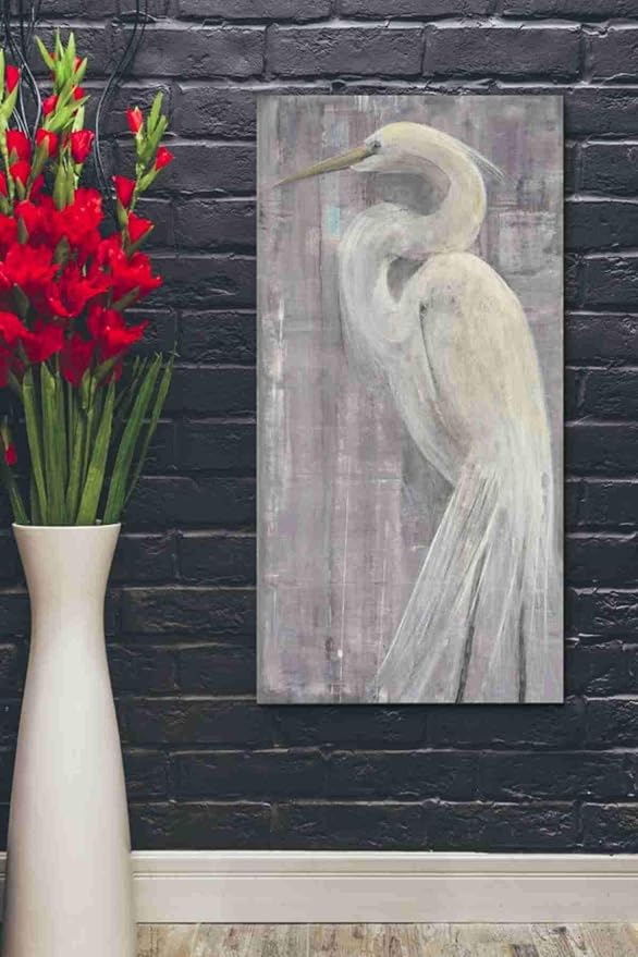 Epic Graffiti 'Coastal Egret II Legs' by Albena Hristova, Canvas Wall Art, 20"x40"