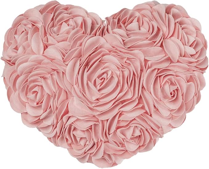 JWH Heart Flower Throw Pillow Covers Decorative Floral Shaped Accent Cushion Soft Pillowcase for Sofa Couch Living Room Bed Chair 14x16 Inches Pink