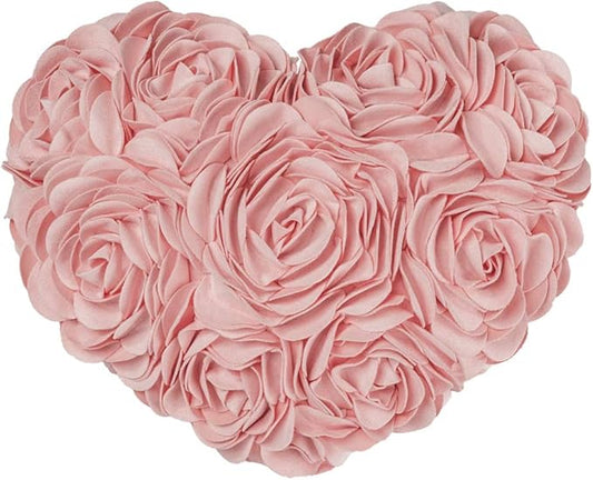 JWH Heart Flower Throw Pillow Covers Decorative Floral Shaped Accent Cushion Soft Pillowcase for Sofa Couch Living Room Bed Chair 14x16 Inches Pink