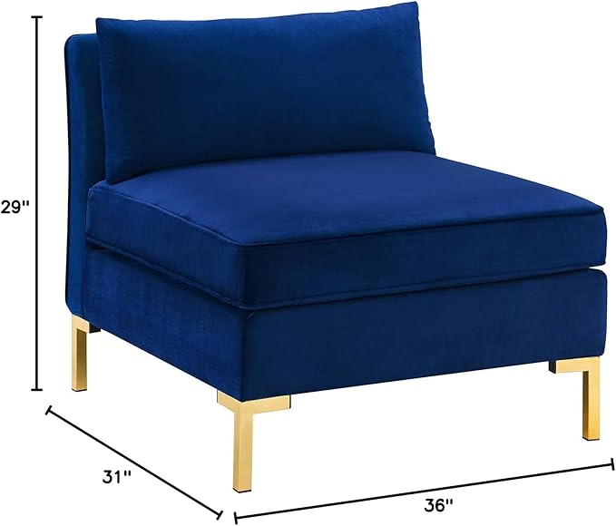 Modway Ardent Modern Performance Velvet Armless Chair in Navy/Gold