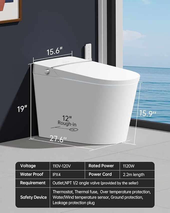 EPLO Smart Toiet with Tank and Bidet Built In,Auto Open Close,Blackout Flush,Auto Flush,Heated seat,Foot Sensor Operation,One Piece Elongated Modern Bidet Toilet Combo G20PRO