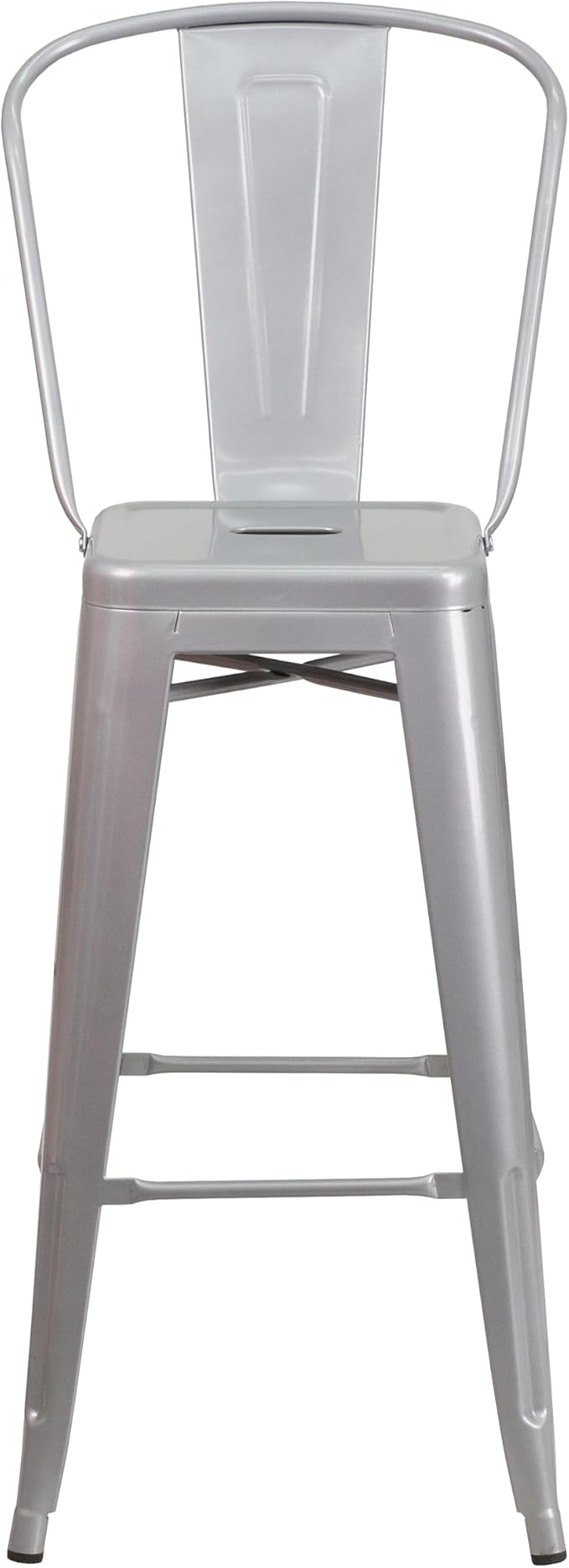 Flash Furniture Lily Commercial Grade 4 Pack 30" High Silver Metal Indoor-Outdoor Barstool with Removable Back