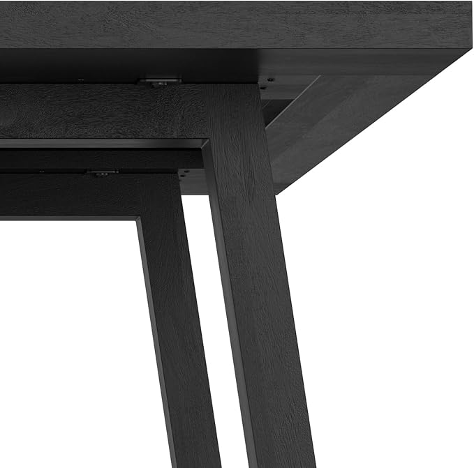 SIMPLIHOME Whitley Dining Table - 72 inch Wide Solid Mango Wood Rectangular Table in Black, Modern Farmhouse Style for Dining Room or Kitchen with Extra-Thick Trestle Base, Seats 6