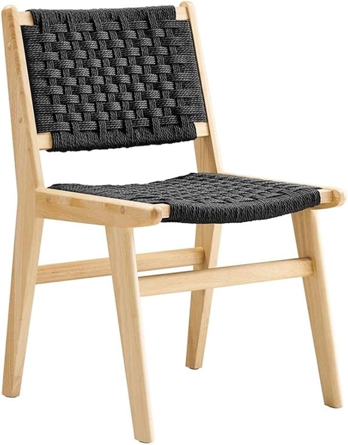 Modway Saoirse Faux Leather Wood Accent Lounge Chair in Natural Black
