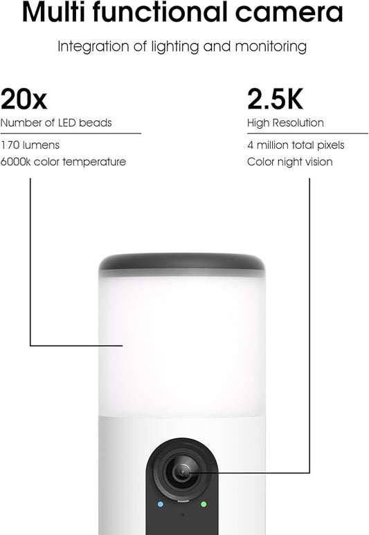 Floodlight Camera with Solar Panel, 4MP Battery Powered Security Cameras for Home Security, 2 Way Audio, PIR Motion Sensor, 2.4G/5G Dual Band WiFi, SD/Cloud Storage