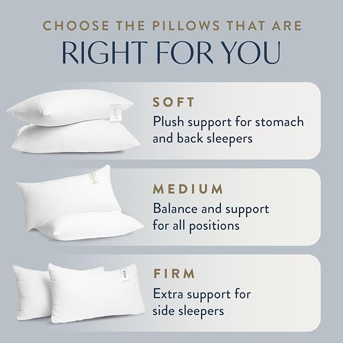 Digital Decor 100% Cotton Luxury Hotel Pillows King Size Set of 2, Cooling Hypoallergenic Down Alternative Pillows for Sleeping, Firm Support for Side & Back Sleepers, Made in USA, 36" x 20"