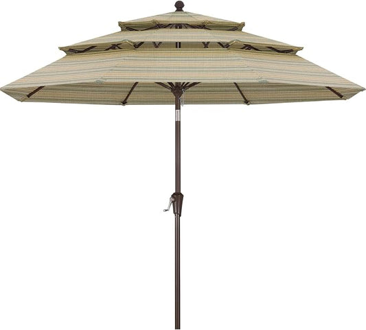 ABCCANOPY 5-Year 10-Year No Fading 9FT 3 Tiers Patio Umbrella, Outdoor Table Umbrella with 8 Sturdy Ribs for Deck, Backyard, Garden, Yard