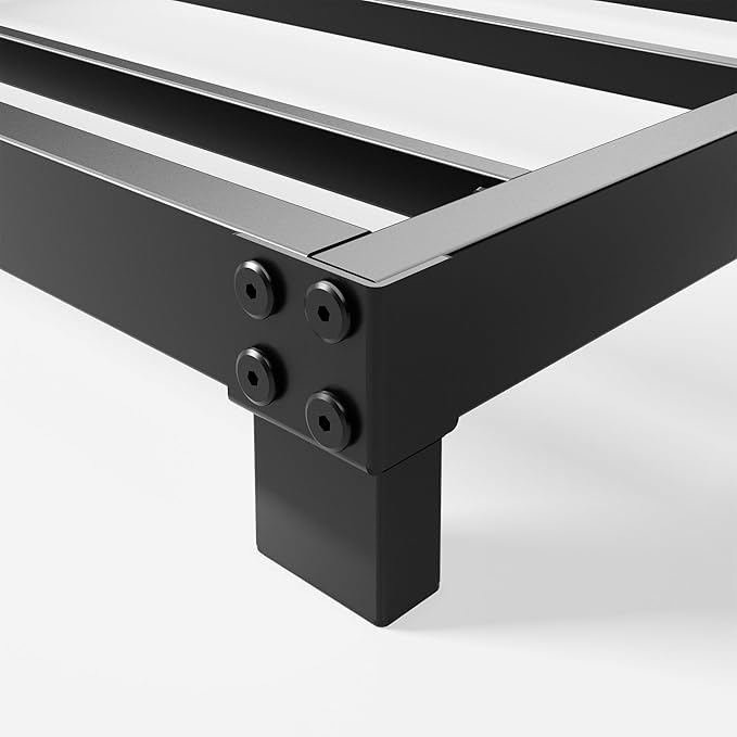 4 Inch Full Size Bed Frame, Heavy Duty Metal Platform Low Bed Frame Full, No Box Spring Needed, Noise Free, Easy Assembly, Black