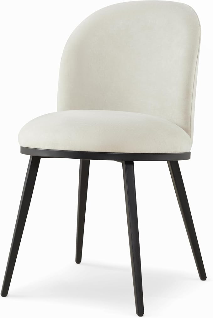 Dining Chairs Set of 4, Fabric Upholstered Dining Room Chairs with Ergonomic Backrest & Metal Legs, Modern Kitchen Side Chairs for Home, Restaurant, and Café, Dove, 2 Boxs