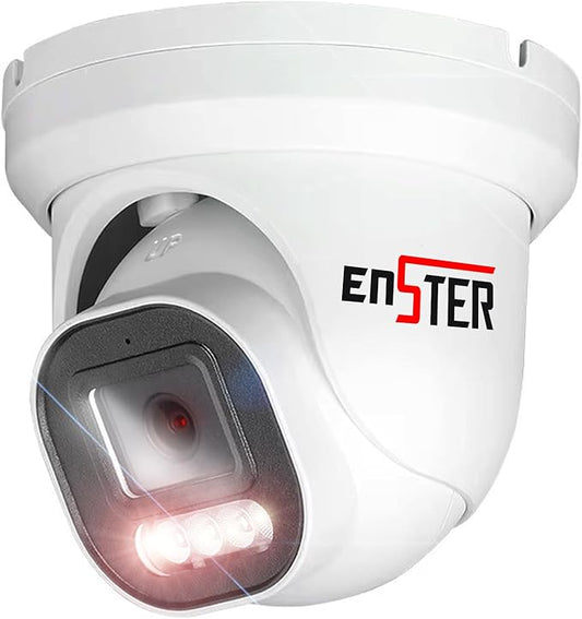 ENSTER 4K 8MP PoE Security Camera Outdoor Wired, 100ft Smart Color Night Vision, AI Human & Vehicle Detection, IP66 Waterproof, 110° Wide Angle, Built-in Mic, ONVIF/RSTP Compatible