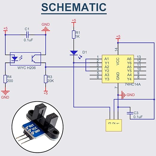 5PCS IR Infrared Slotted Optical Optocoupler Speed Measuring Sensor Module 3.3-5V for Arduino Also for Smart Robot Car Speed Measurement with Dupont Wire