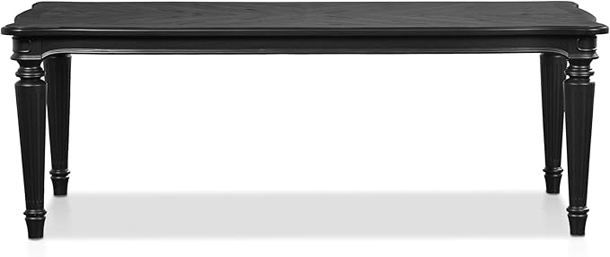 Furniture of America Seabliss Glam Solid Wood 84-inch Dining Table with Turned Fluted Legs, Seats up to 6, for Home, Kitchen, Living Room, Black