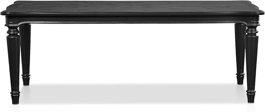 Furniture of America Seabliss Glam Solid Wood 84-inch Dining Table with Turned Fluted Legs, Seats up to 6, for Home, Kitchen, Living Room, Black