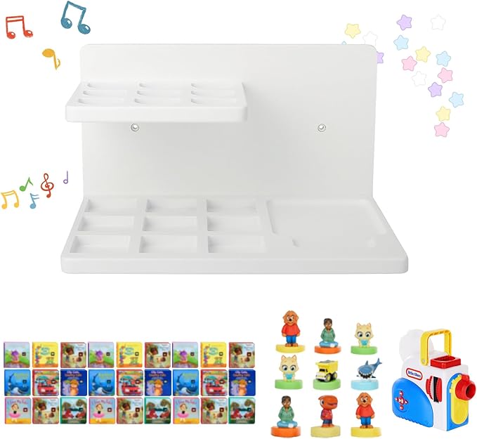 Wall Shelf Compatible with Little Tikes for Story Dream Machine Books Starter Set, for Little Tikes for Storytime Audio Play Real for Littles Character Storage Floating Shelves Blue (White)