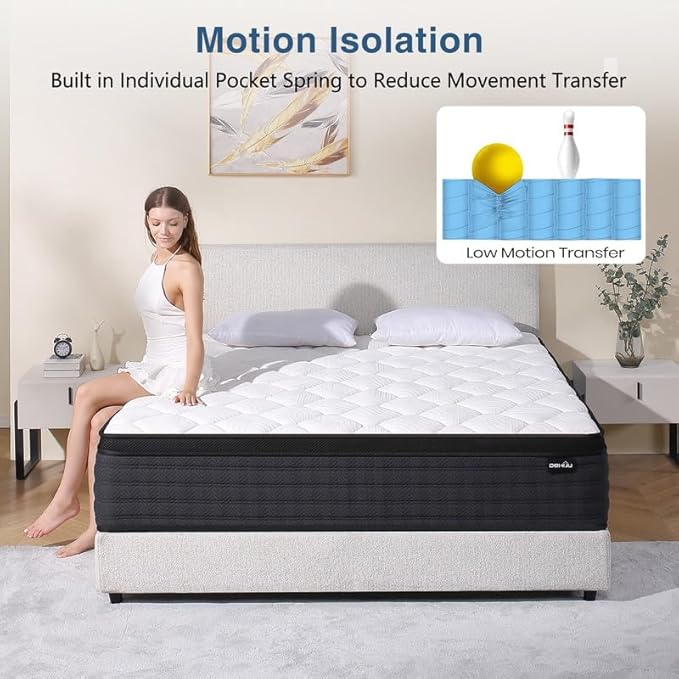 Queen Size Mattress, 10 Inch Hybrid Memory Foam Queen Mattress in a Box, Pressure Relief, Medium, CertiPUR-US