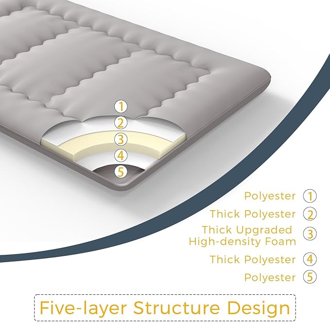 MAXYOYO 6" Extra Thick Japanese Tatami Pad, Foldable Mattress for Adults & Guests, Dark Grey, Twin