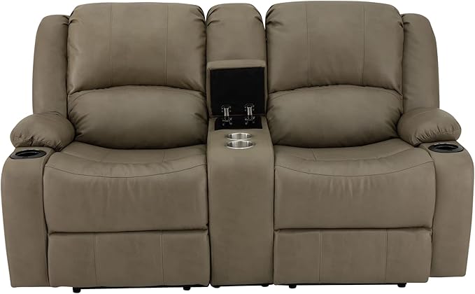 RecPro Charles 67" Powered Double RV Wall Hugger Recliner Sofa RV Loveseat with Upgraded 2023 Fabric (Putty)