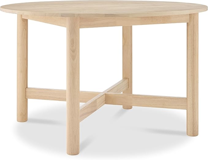 Best Choice Products Solid Wood Dining Table for 4-6, Kitchen Table, 47" Round Table, Modern Farmhouse, Space Saving for Dining Room, Kitchen, Or Living Room, Easy Assembly - Natural