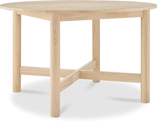 Best Choice Products Solid Wood Dining Table for 4-6, Kitchen Table, 47" Round Table, Modern Farmhouse, Space Saving for Dining Room, Kitchen, Or Living Room, Easy Assembly - Natural