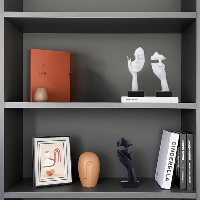 Thinker Modern Art Abstract Black Face Sculpture - Office, Study, Home Decor