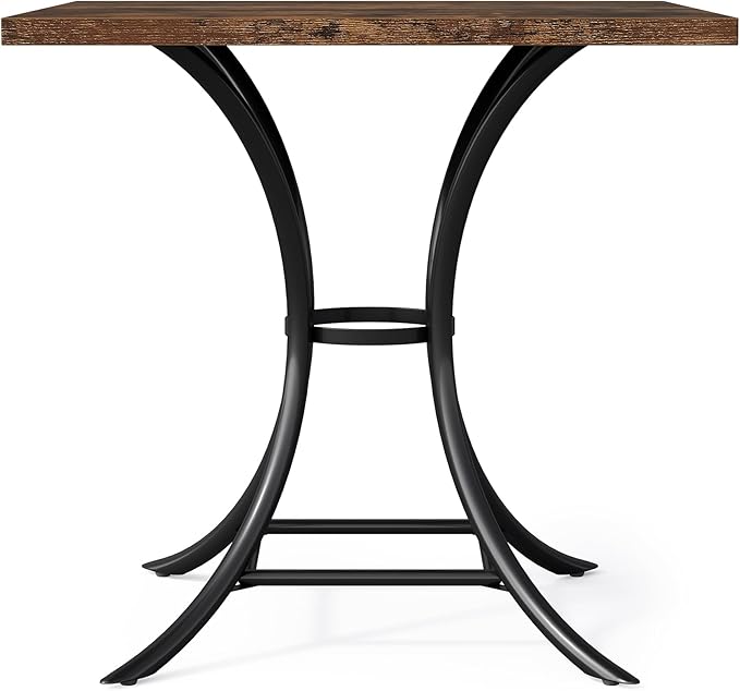 LITTLE TREE 31.5" Square Dining Table for 2-4, Dining Room Table with Footrest Design, Farmhouse Dinner Tables with Metal Legs for Dining Room, Living Room, Restaurant (Table Only)