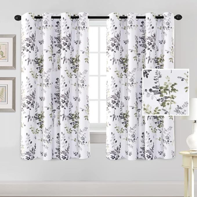 H.VERSAILTEX Blackout Curtains for Bedroom Thermal Insulated Grommet Panels Noise Reduction Window Drapes Room Darkening Curtains for Living Room(2 Panels, 52x45 in, Grey and Sage)