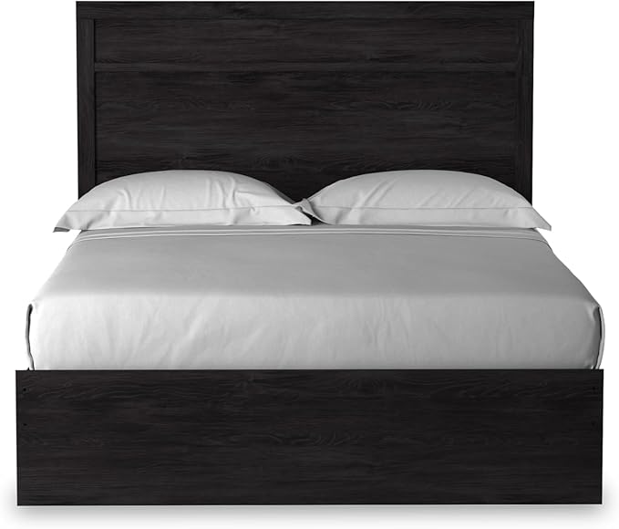 Signature Design by Ashley Belachime Casual Queen Panel Bed with Metal Slats, Foundation or Box Spring Needed, Black