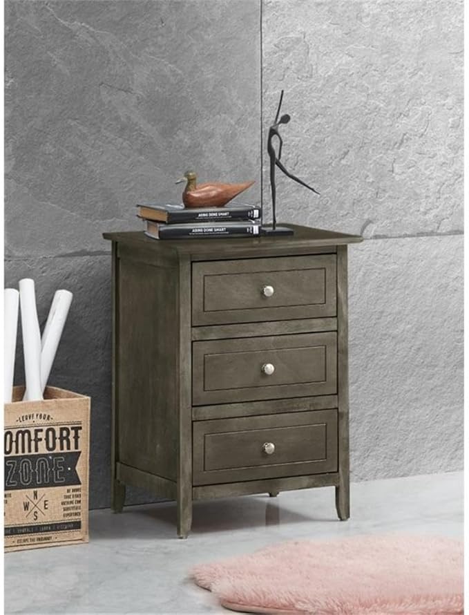 Glory Furniture Daniel 3 Drawer Nightstand in Gray