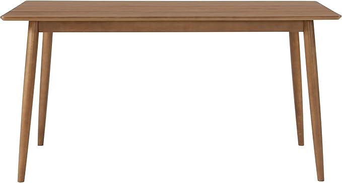 Alaterre Furniture Calais Dining – Mid Century Modern 59-Inch Rectangular Dining Table for 4 – Solid Wood Kitchen and Dining Room Table with Minimalist Design (Pecan Finish)