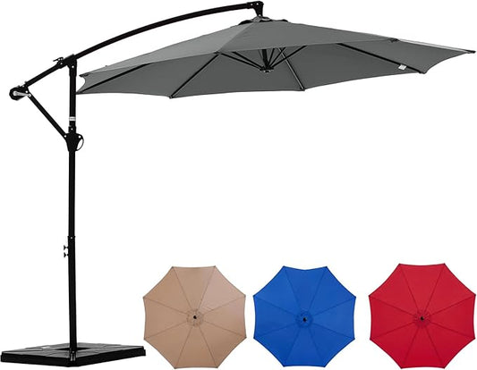 10FT Patio Umbrella, Offset Cantilever Outdoor Patio Table Umbrella, UV Protection, Fade Resistant Fabric, Easy Tilt Adjustment for Pool, Deck, Garden, Backyard