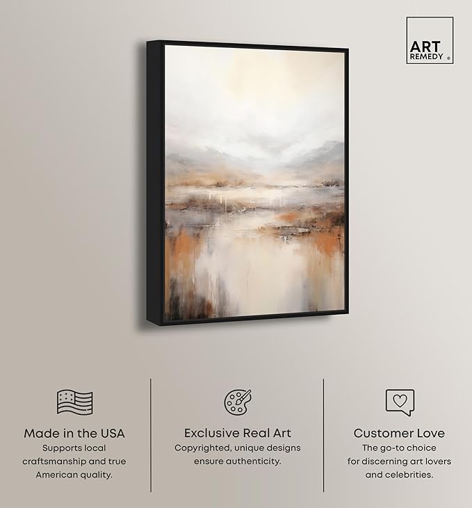 Art Remedy Natural Cascades Canvas Muted Abstract Wall Art, Black Frame, 30" x 45"