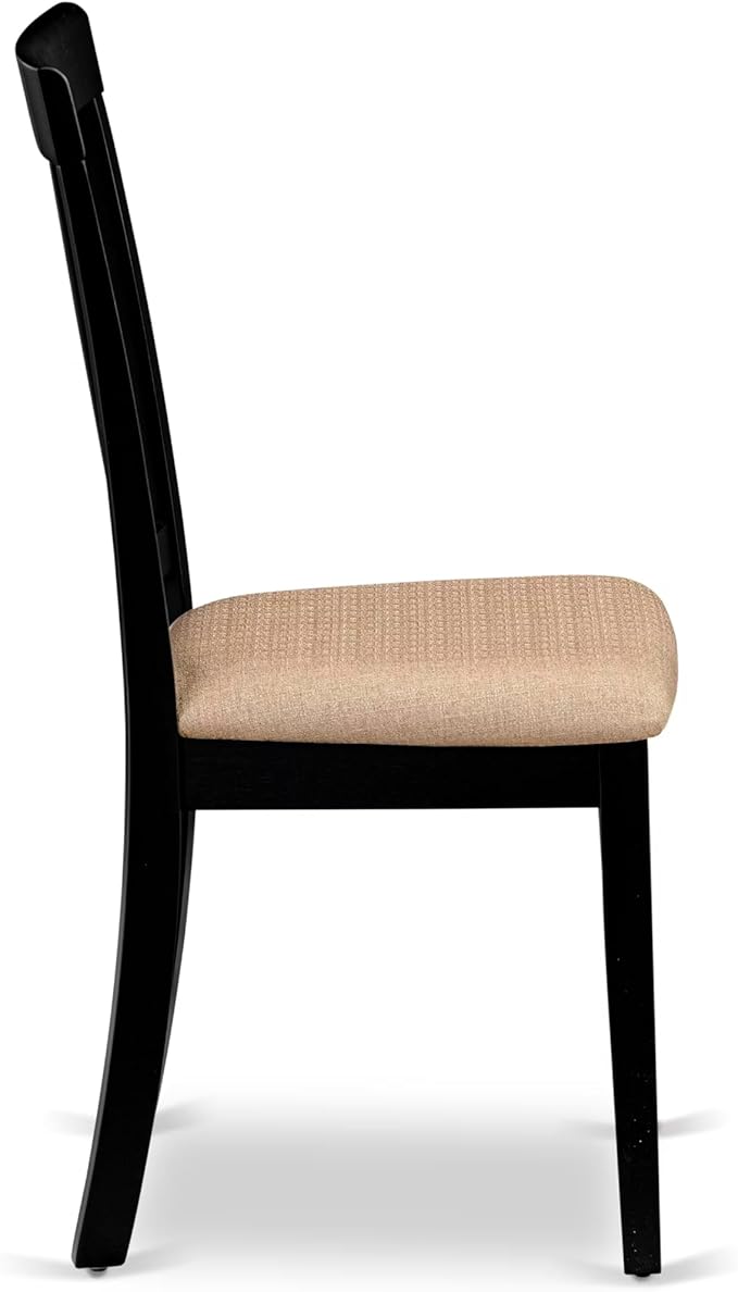 East West Furniture ANC-BLK-C Antique Dining Chairs - Linen Fabric Upholstered Wood Chairs, Set of 2, Black