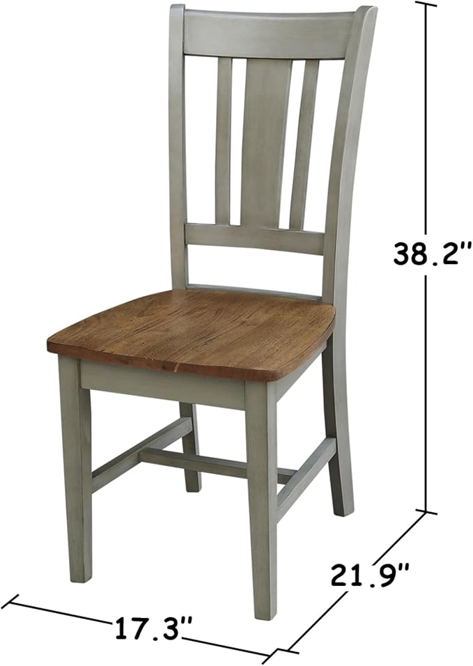 IC INTERNATIONAL CONCEPTS 30" Round Solid Wood Distressed Hickory/Stone Dining Table with 2 Chairs