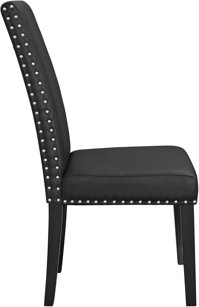 Modway Parcel Faux Leather Upholstered Parsons Dining Side Chair in Black