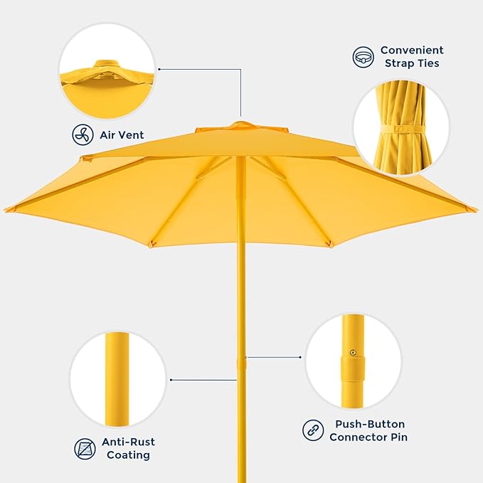 HOMSHADE Outdoor Patio Umbrella - Market Table Pool Deck Umbrella with Push Button Tilt, Crank, UPF50+ UV Protection and Sturdy Ribs, 3-Year Fade Resistance, 220GSM Solution-Dyed Fabric (No base)