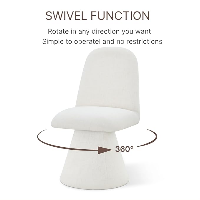 Swivel Dining Chairs Set of 1, Modern Upholstered Dining Chair Mid Century Kitchen Chairs with Wave Shaped High Back, 360 Degree Rotating Vanity Chair for Dining Room, Bedroom, Farmhouse, Beige