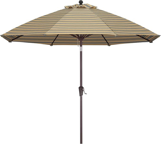 ABCCANOPY OLEFIN® 5-Year No Fading 9FT Patio Umbrella, Outdoor Table Umbrella with 8 Sturdy Ribs for Deck, Backyard, Yard (Gray Yellow Stripe)