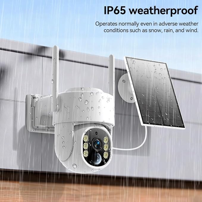 Solar Security Cameras Wireless Outdoor, 2K 360° View Solar Powered WiFi 4MP Security Camera for Home Security with Color Night Vision, PIR Detection, 2-Way Audio, Motion Alert, Easier to use
