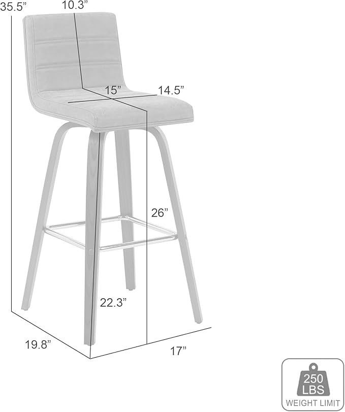 Vienna Modern Counter Height Swivel Bar Stool with Red Upholstered Seat and Brushed Wood Frame Set of 4