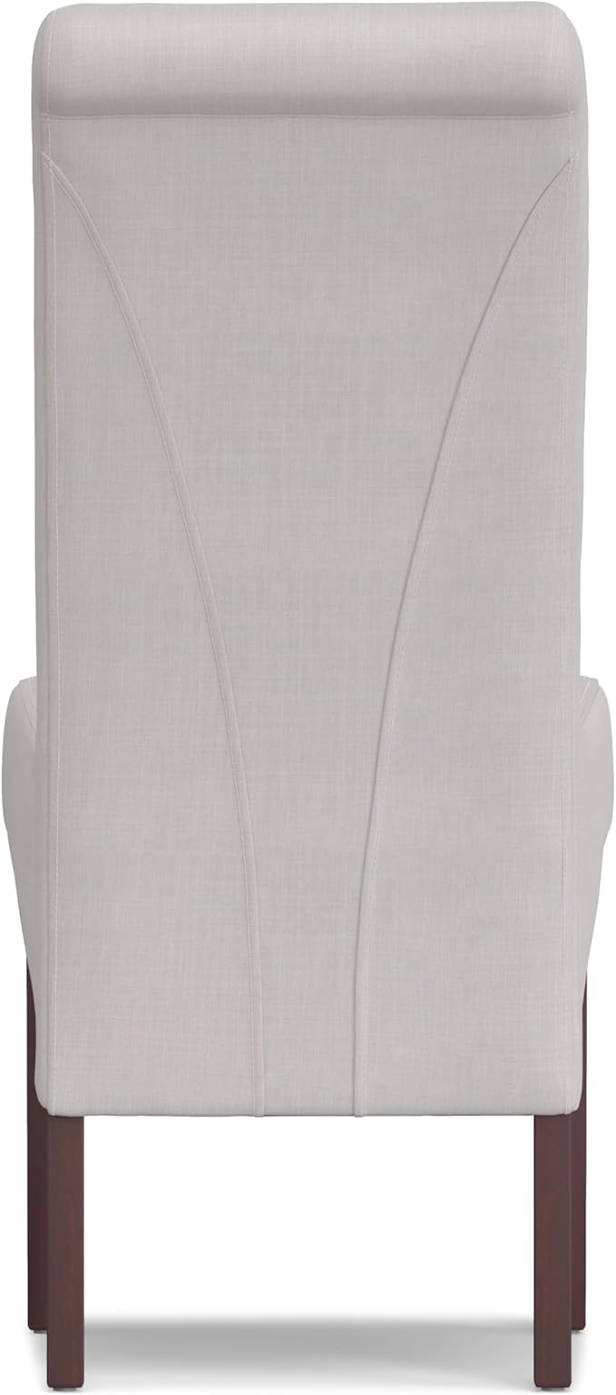 SIMPLIHOME Avalon Dining Chairs - Upholstered Solid Hardwood and Linen-Style Fabric Parsons Chair Set in Light Beige, Contemporary Dining Room Seating with Curved Back and Cushioned Seat (Set of 2)